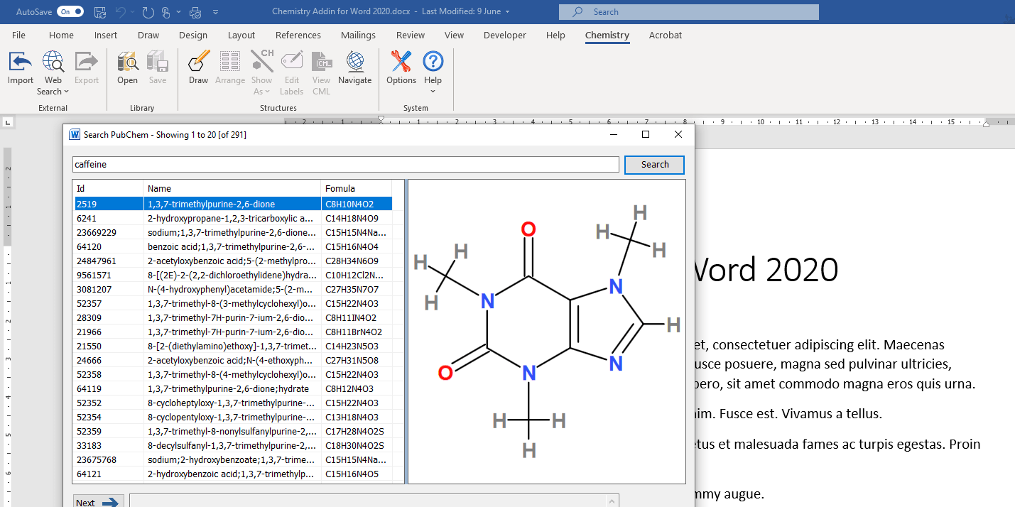 chemistry add in for word 2016 download
